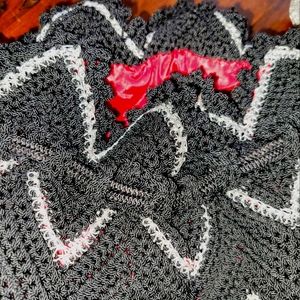 Black and silver, crochet purse.